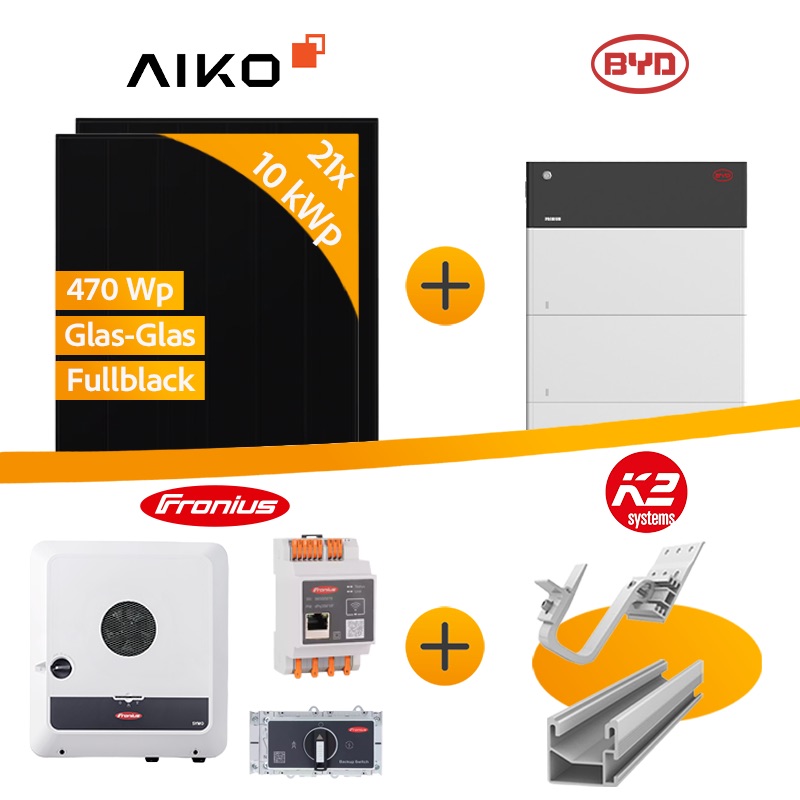 10 kWp AIKO Solar PV-Anlage mit Fronius Gen 24 + Speicher