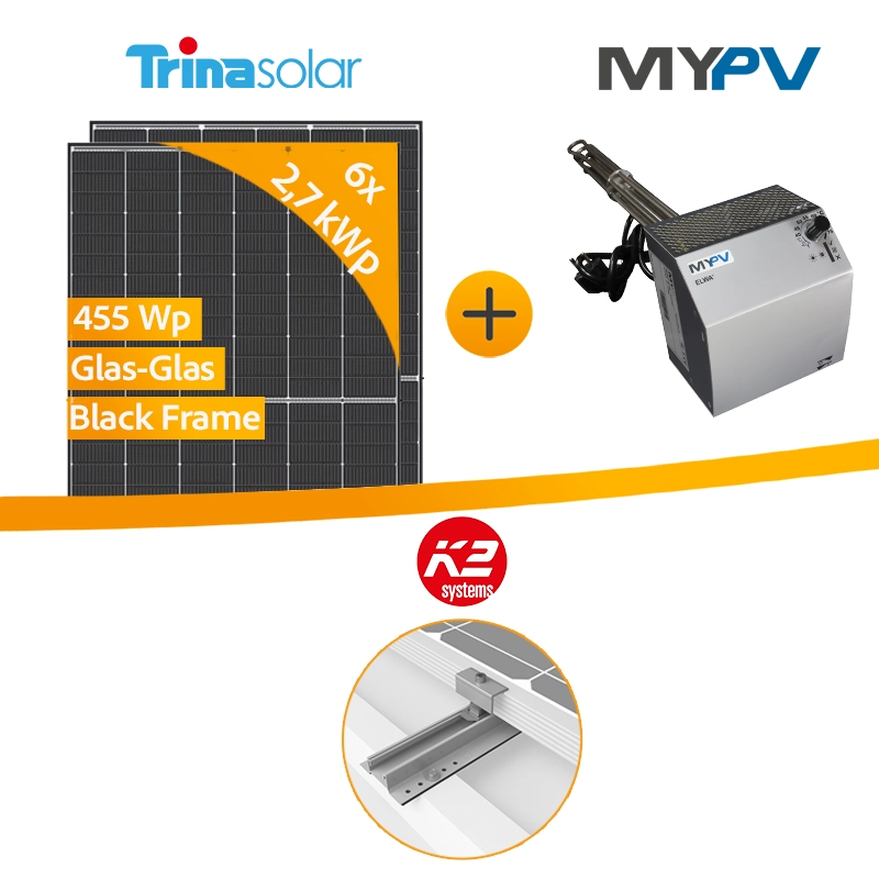 Netzautarke 2,7 kWp Photovoltaikanlage mit Heizstab für Trapezblech