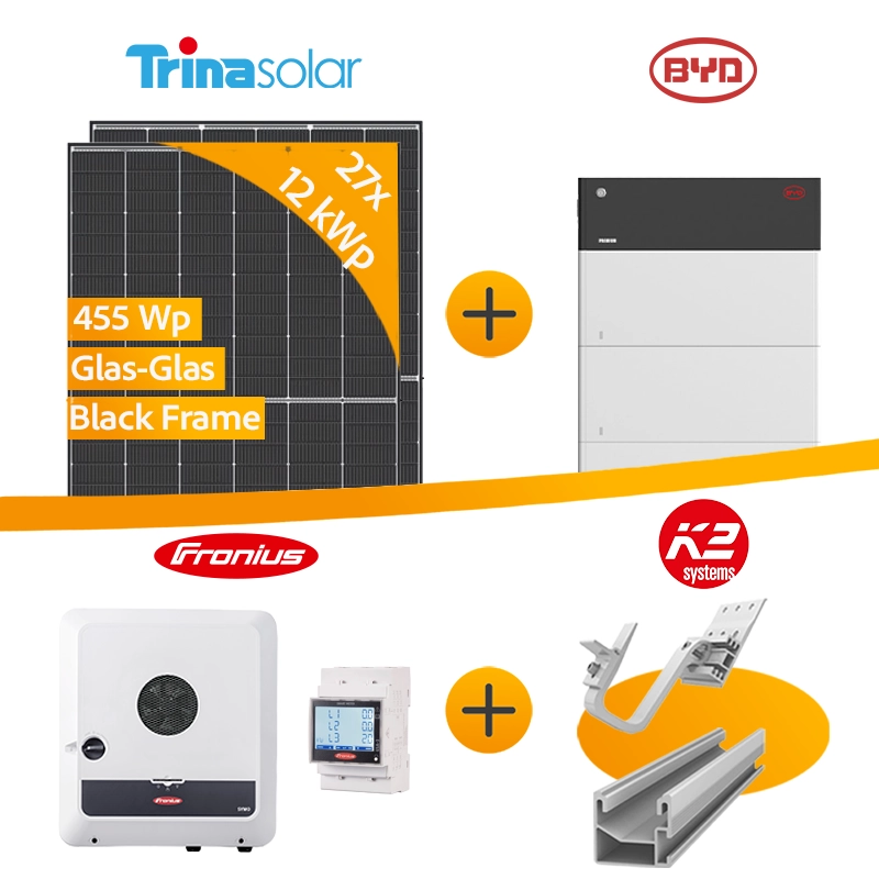 12 kWp PV-Anlage Trina Vertex S + Fronius GEN24 + BYD Speicher
