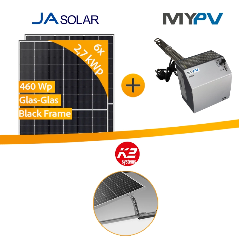 Netzautarke 2,7 kWp Photovoltaikanlage mit Heizstab für Flachdach